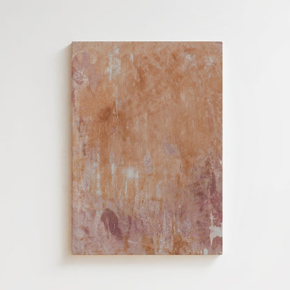 Small abstract artwork in pink and coral on a white background